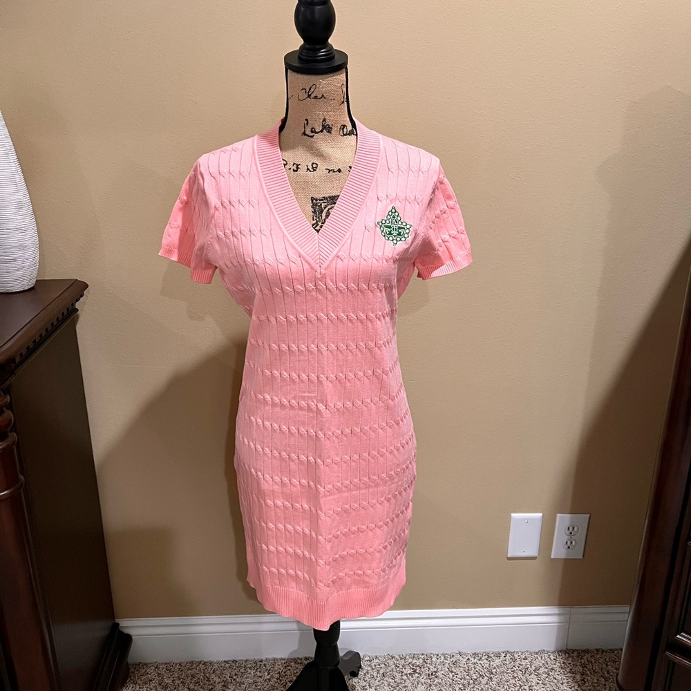 AKA Sorority Pink V-Neck Knit Dress